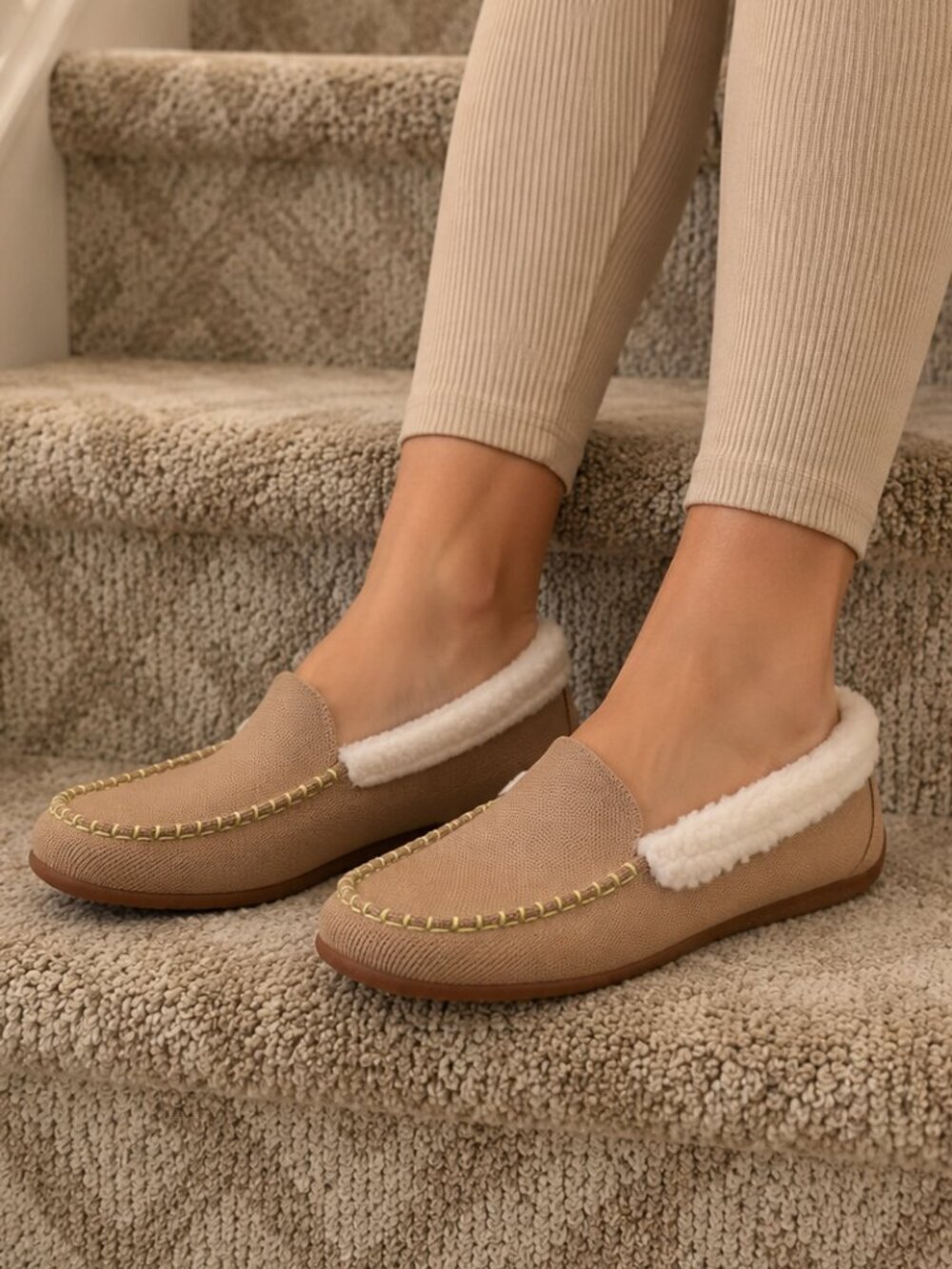 NWOB Rothy's The Slipper Shearling Lined Loafers Slippers Flats in Nutmeg Size 7